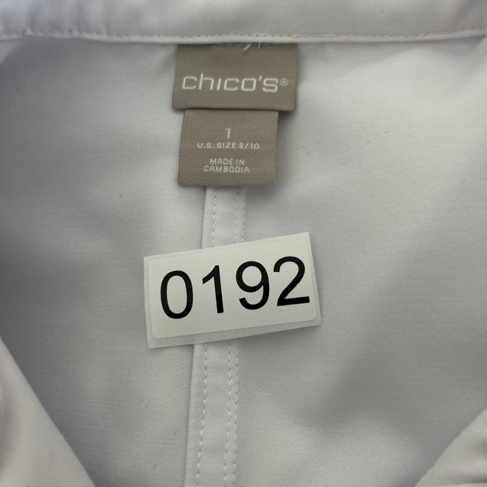 Chico's Jacket Women's Size 1 US 8-10 White Cotton Multi-Seasons Medium - Picture 16 of 16